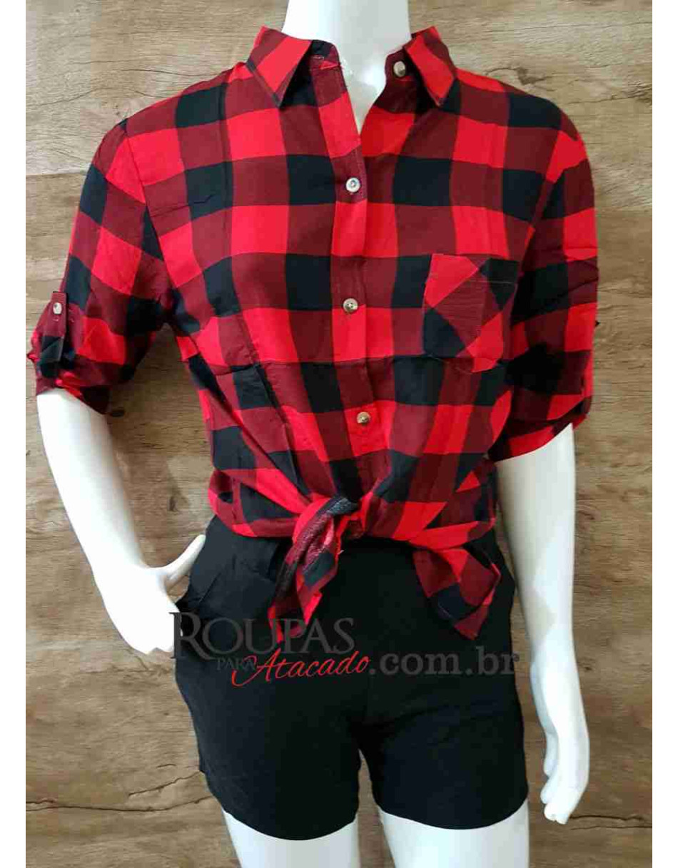 Blusa Xadrez Feminina 3/4