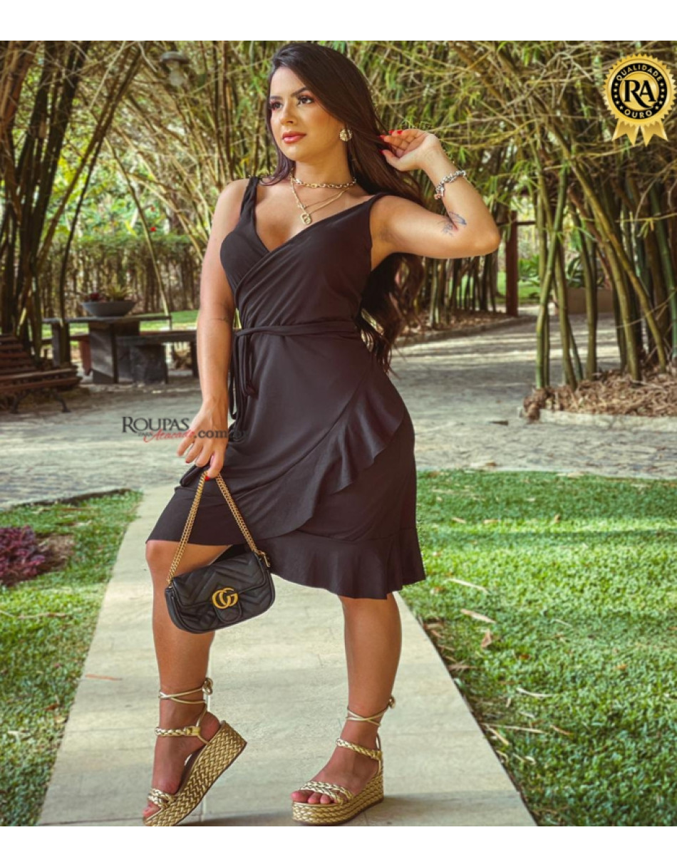 Vestido Feminino Alcinha Com Babado