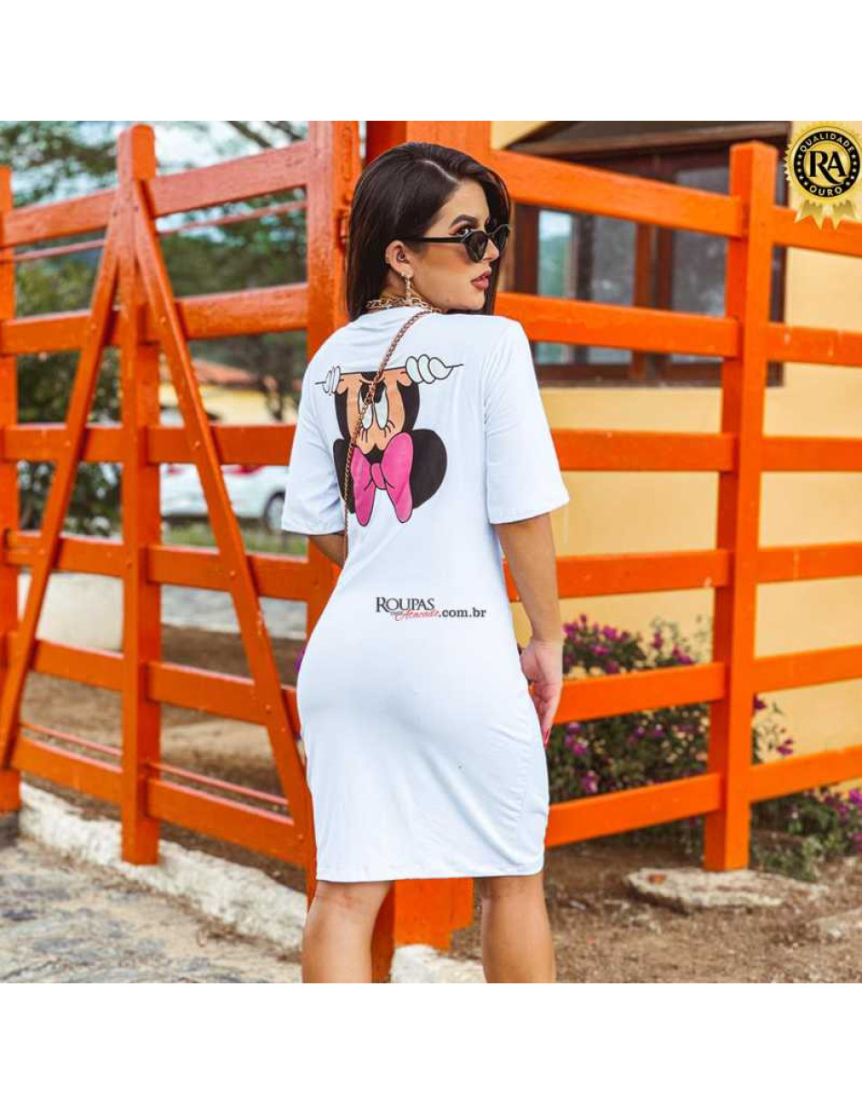 Vestido Blogueira Com Estampa Nas Costas