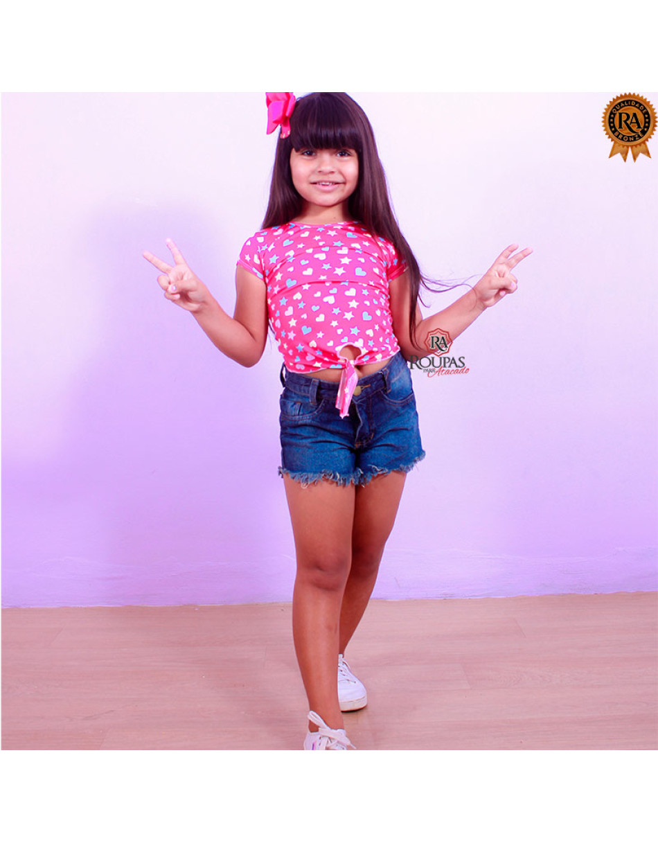 Cropped Infantil De Amarrar Estampado