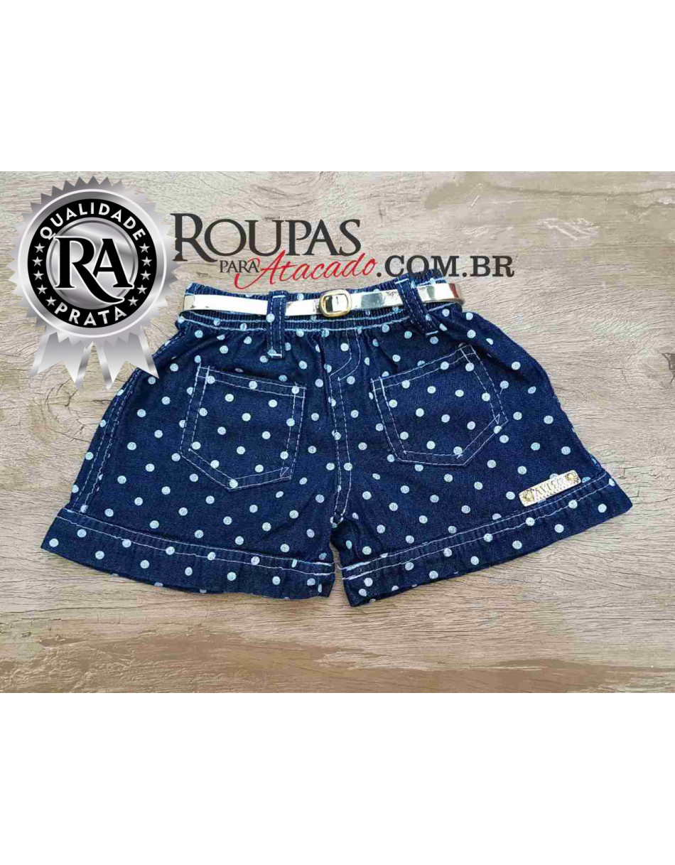 Short Infantil Jeans Estampado 4 a 8 anos