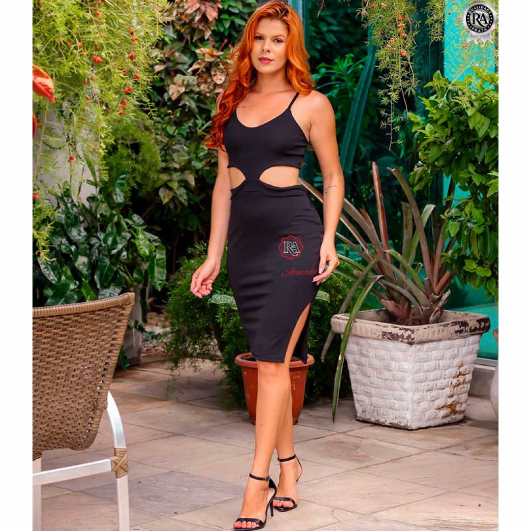 Vestido Feminino Recorte e Fenda Mirelly