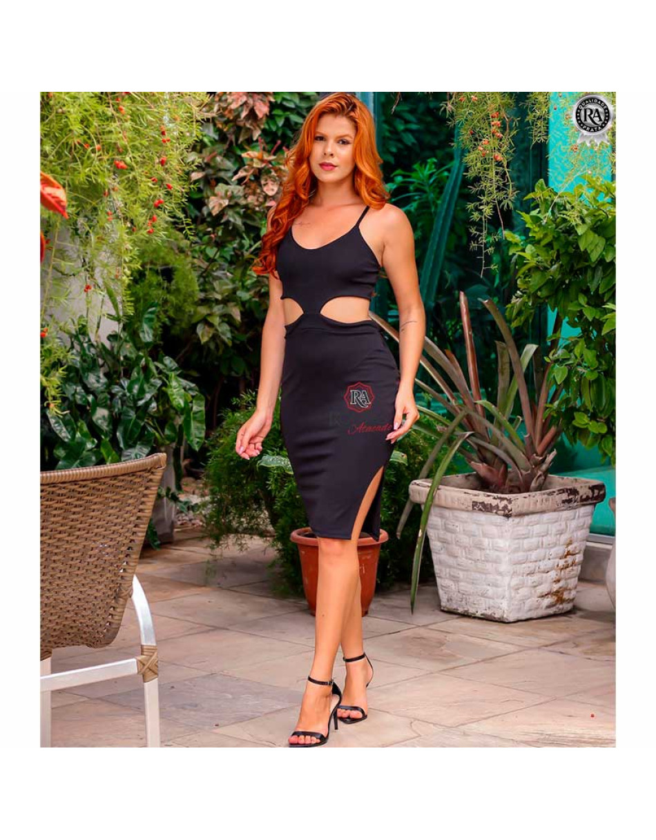Vestido Feminino Recorte e Fenda Mirelly