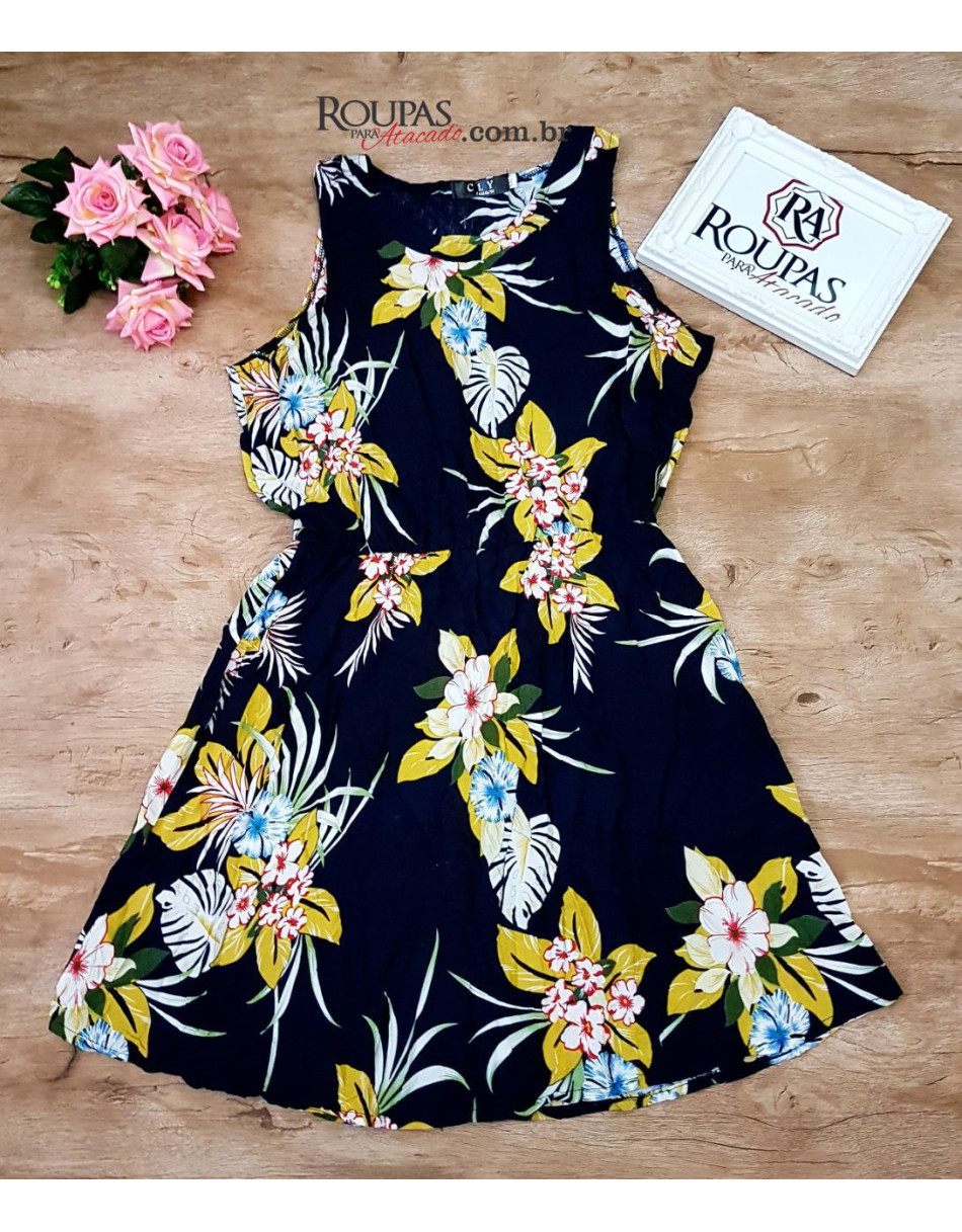 Vestido Estampado em Crepe