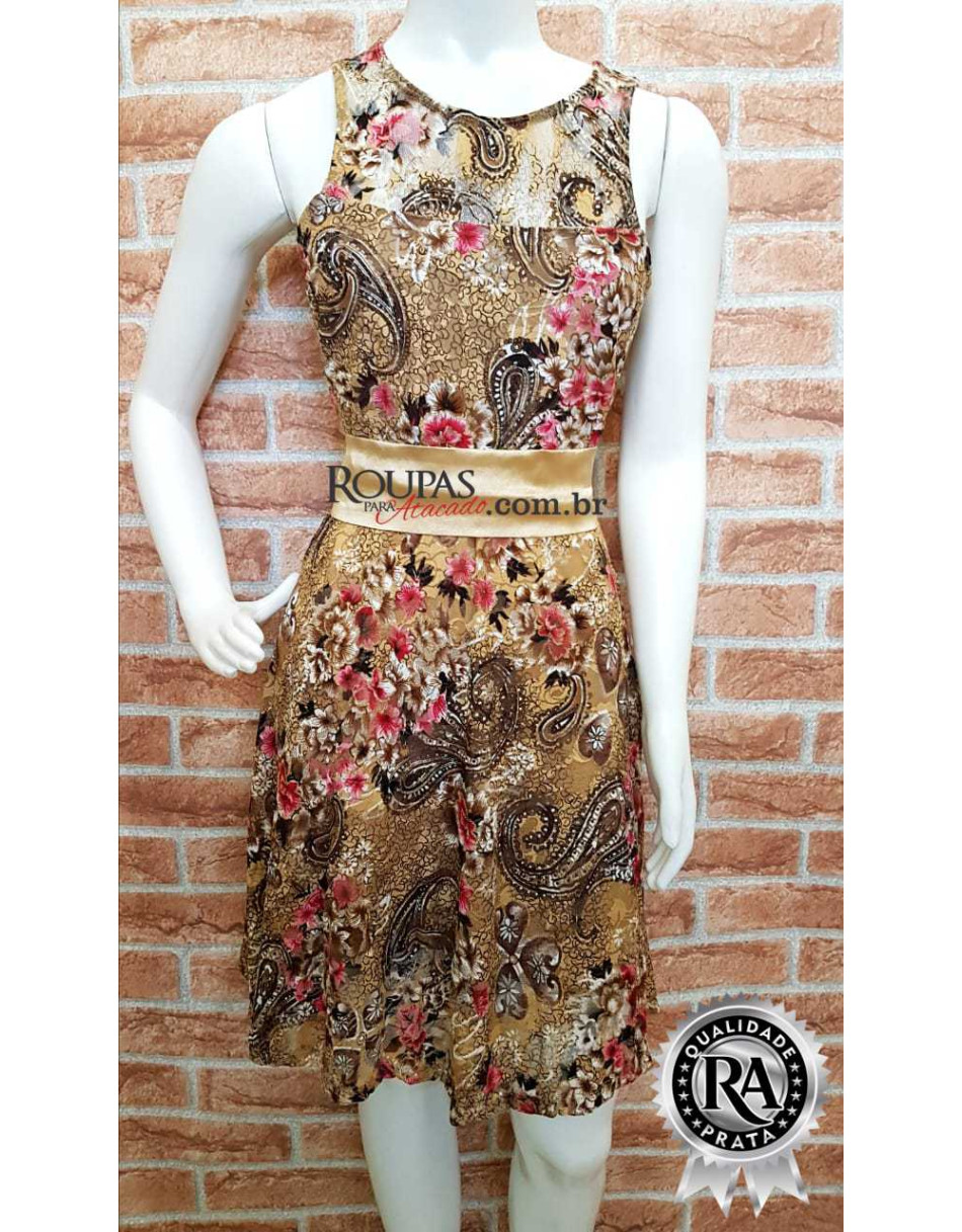 Vestido de Renda Estampado