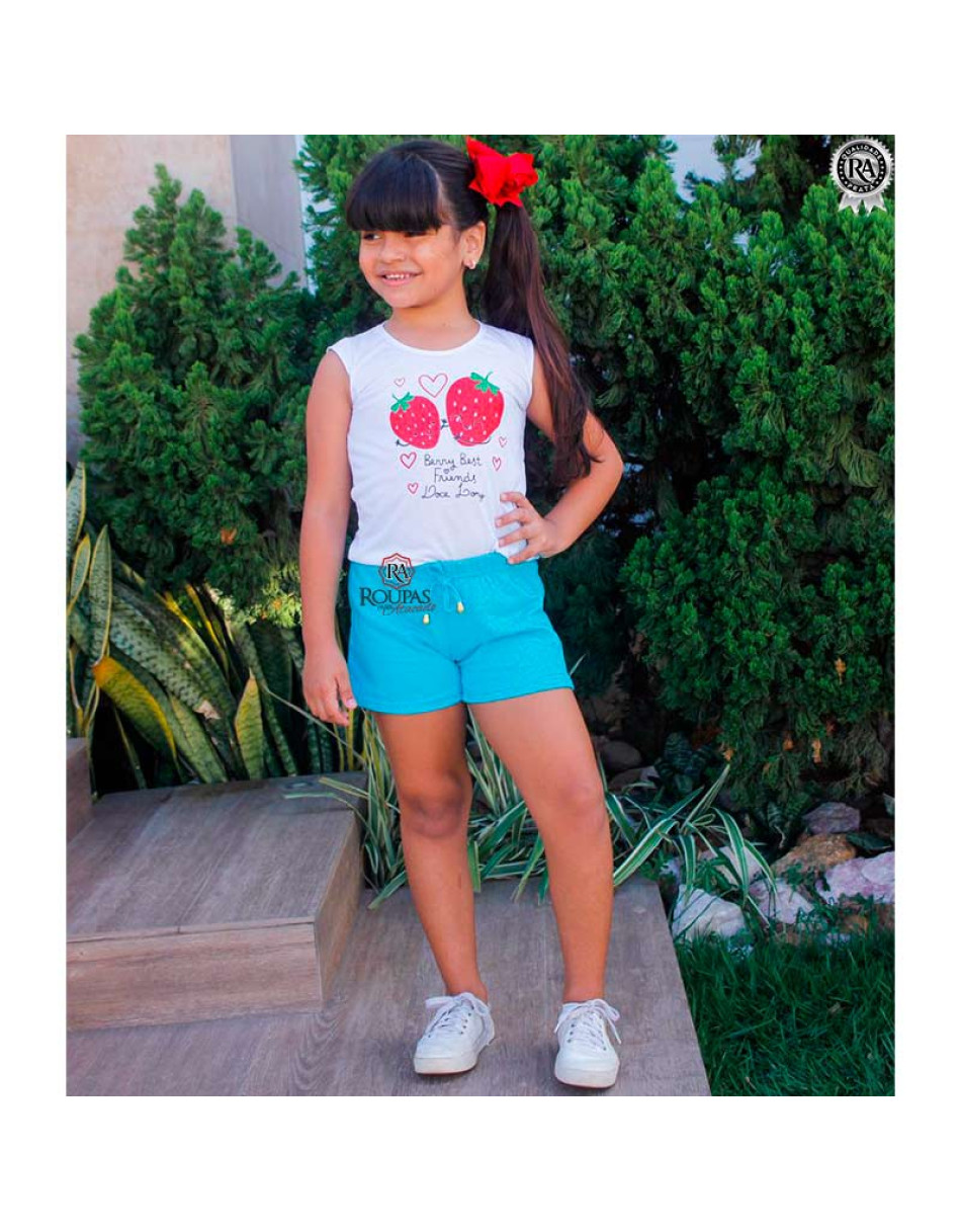 Conjunto Infantil Menina Blusa E Short Moletinho 