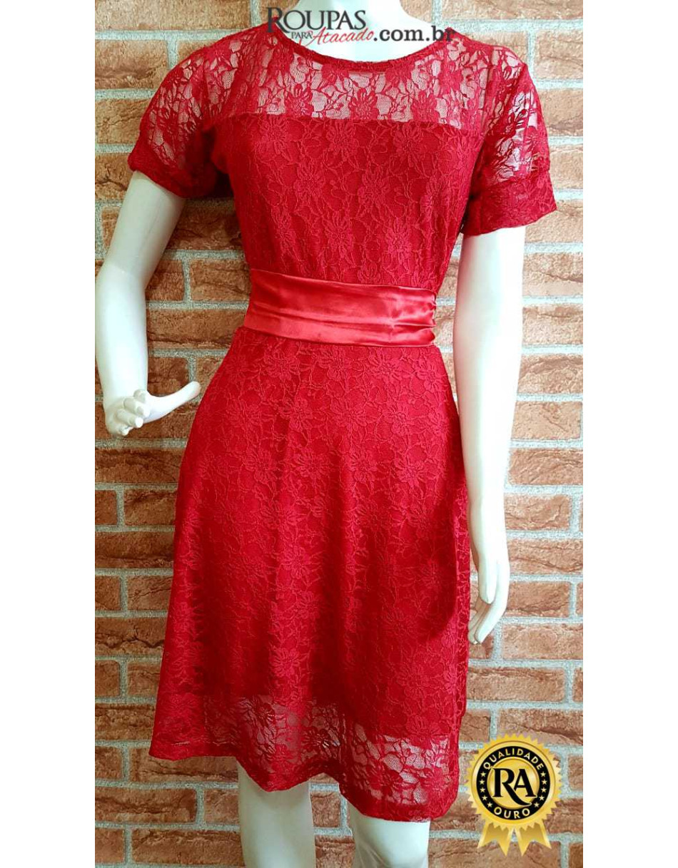 Vestido de Renda Liso