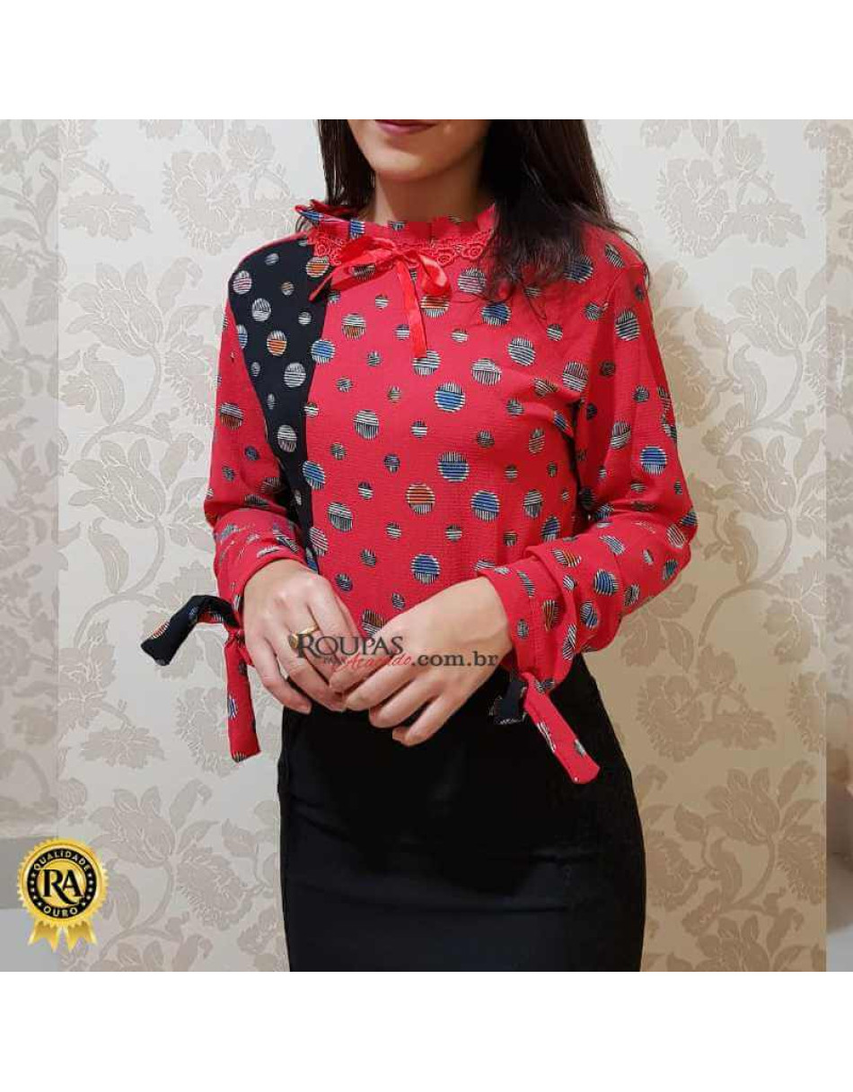 Blusa de Crepe Manga longa