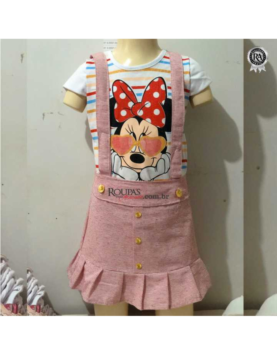 Conjunto Infantil Blusa e Vestido Salopete