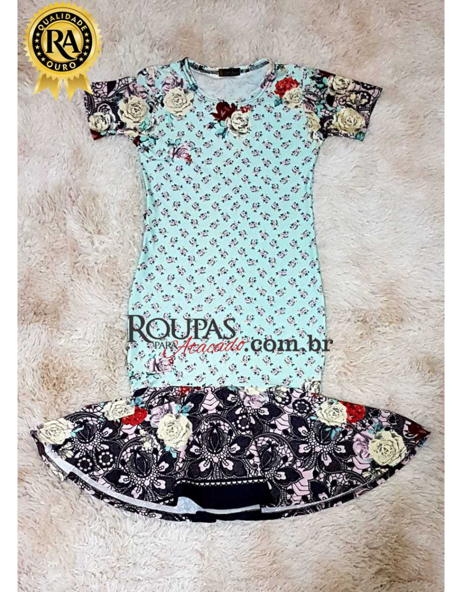 Vestido Midi Estampado Com Babado P M G