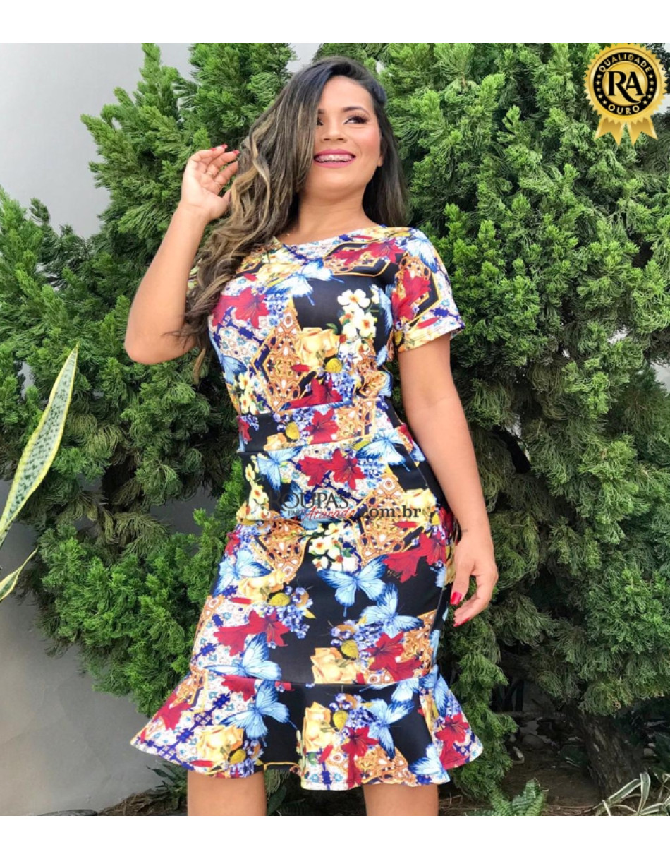 Conjunto Blusa E Saia Com Babado Neoprene 