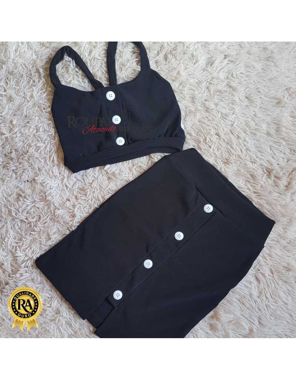 Conjunto Feminino Saia e Cropped Colorido