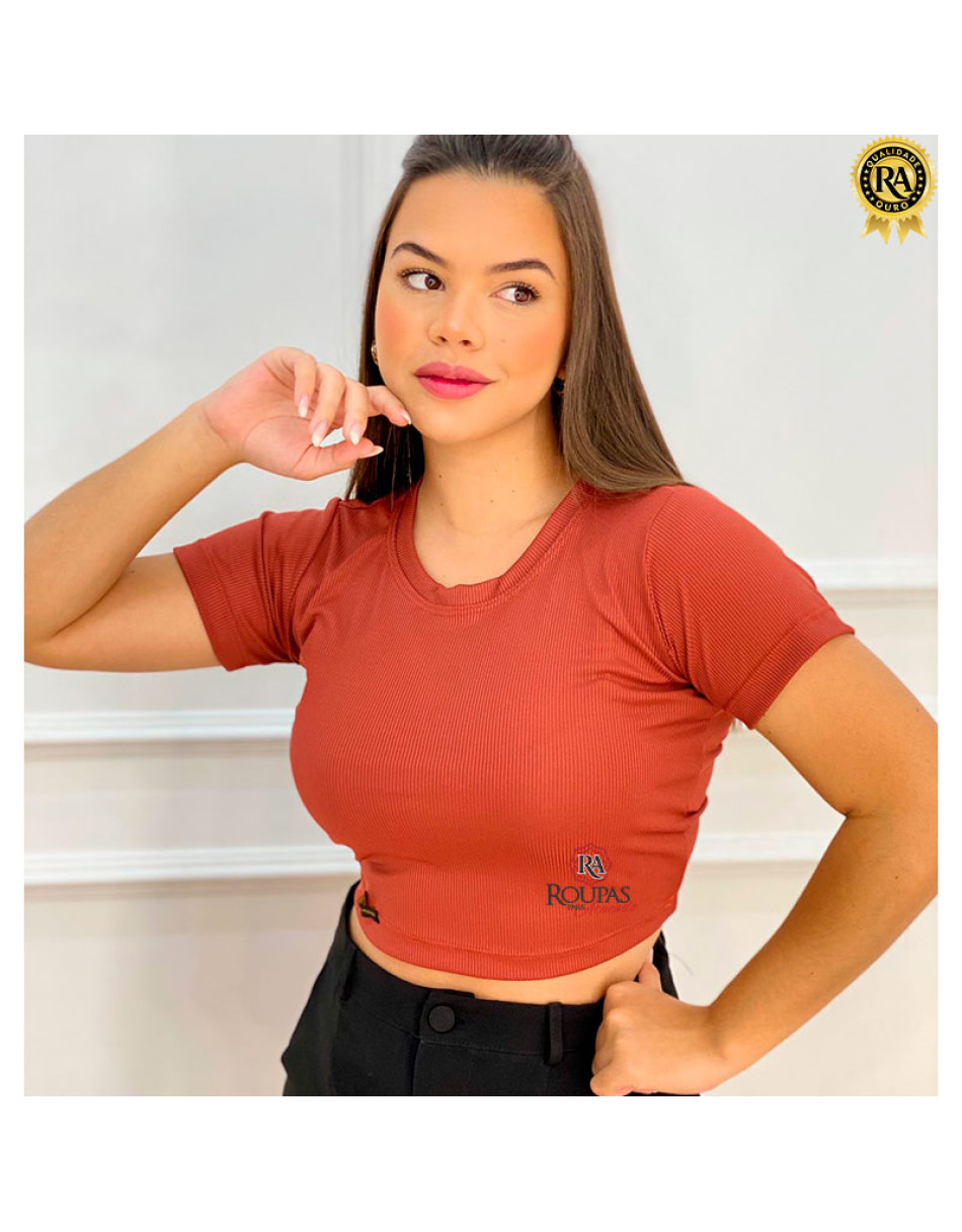Cropped Caneladinho Liso