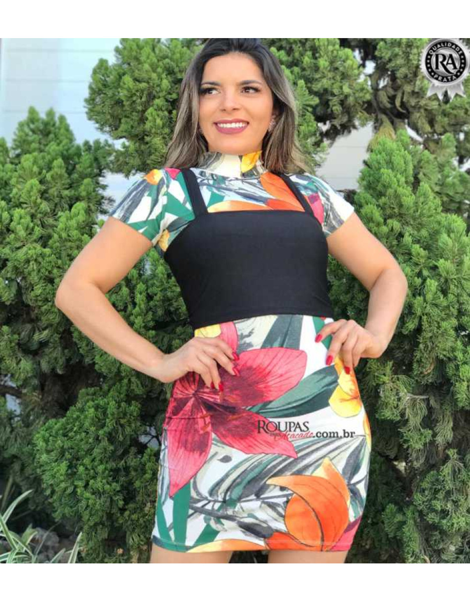 Vestido Com Cropped Sobreposição
