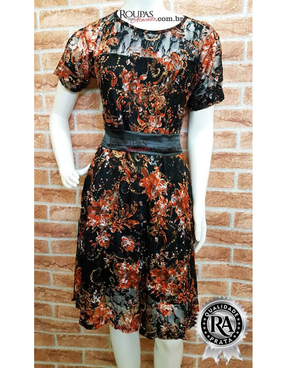 Vestido de Renda Estampado