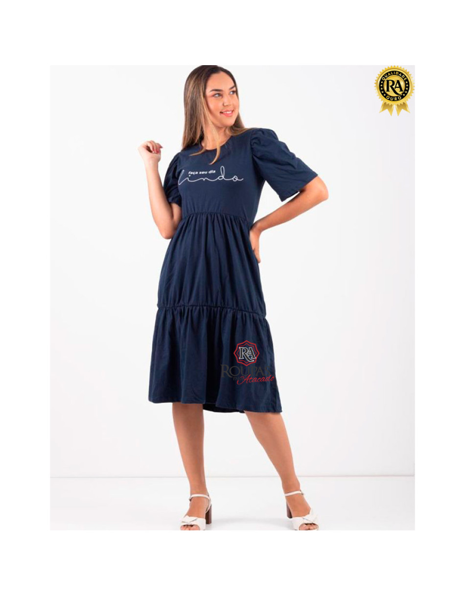 Vestido Midi Algodão Lorrane Com Frases