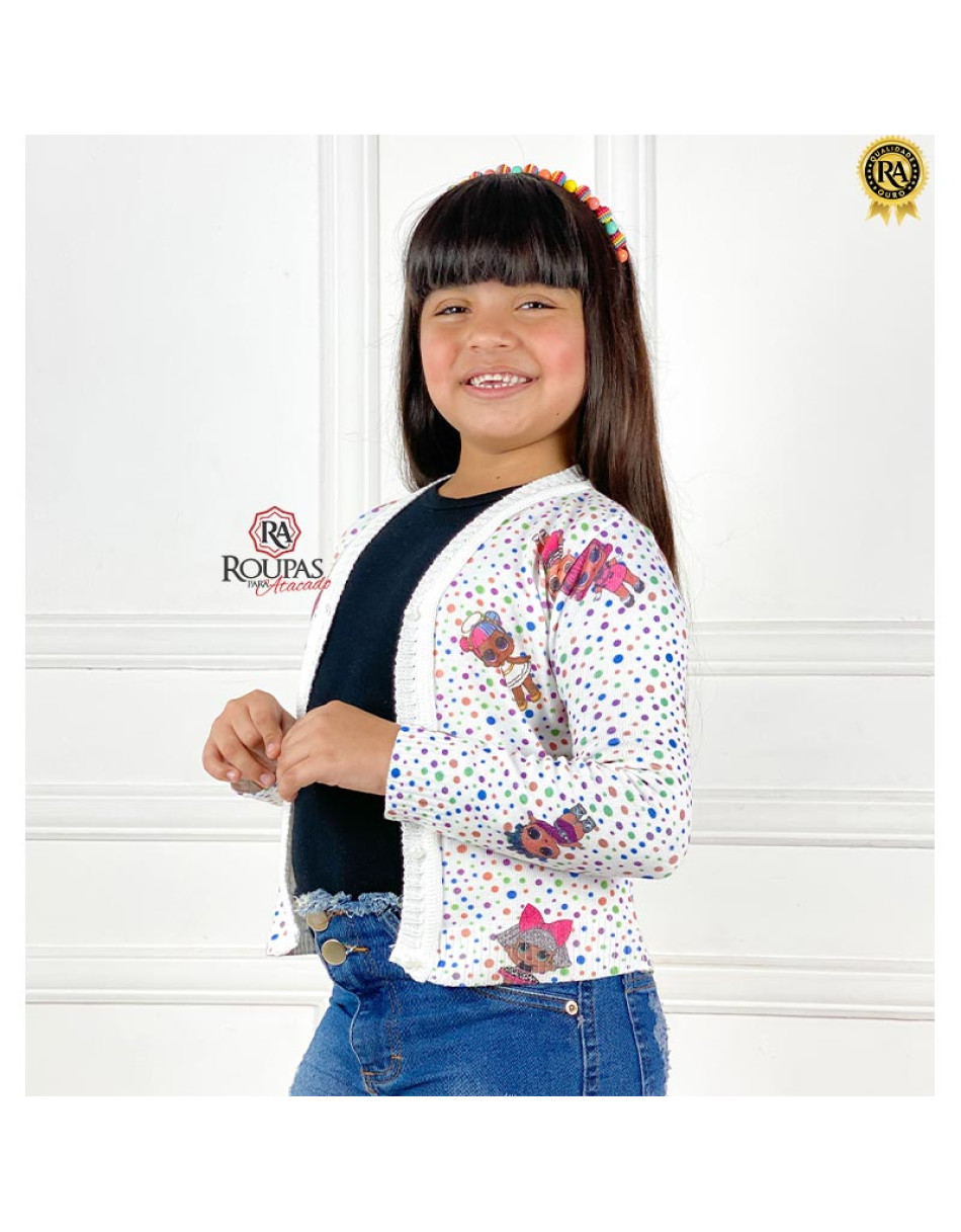 Casaco Infantil Em Tricot Estampado Com Botões