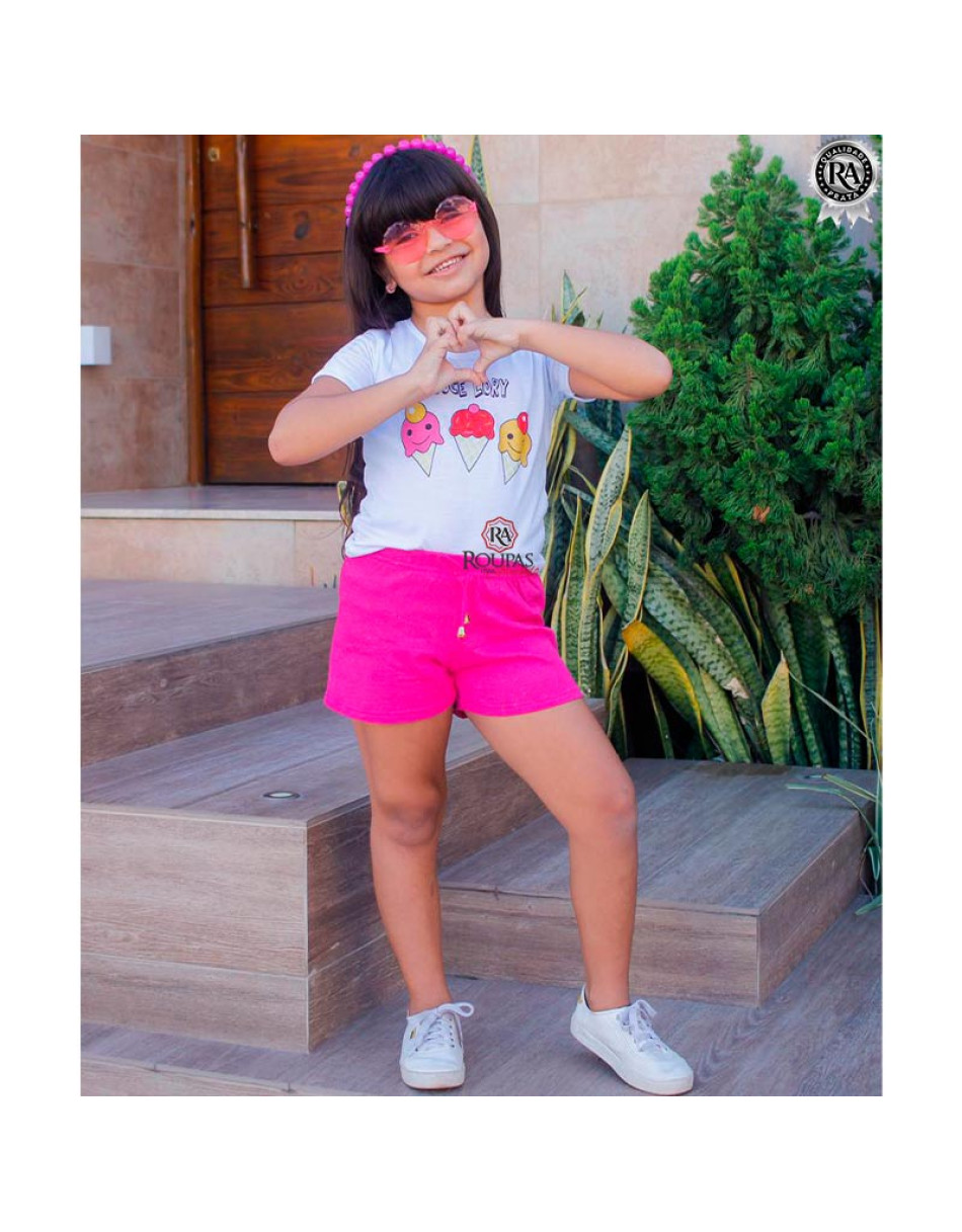 Conjunto Infantil Menina Blusa E Short Moletinho 