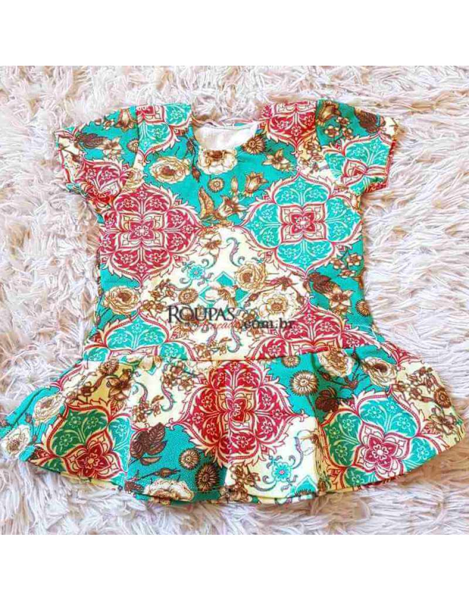 Blusa Peplum Infantil Estampada