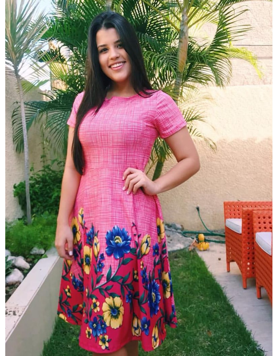 Vestido Midi Gode Estampado Barrado