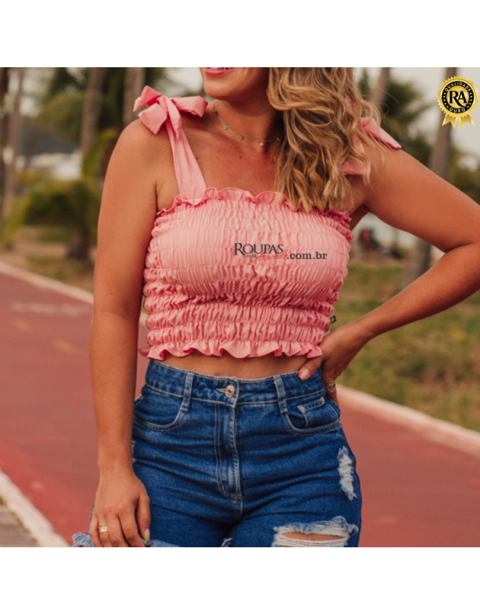 Blusa Cropped  Lastex Com Alça 