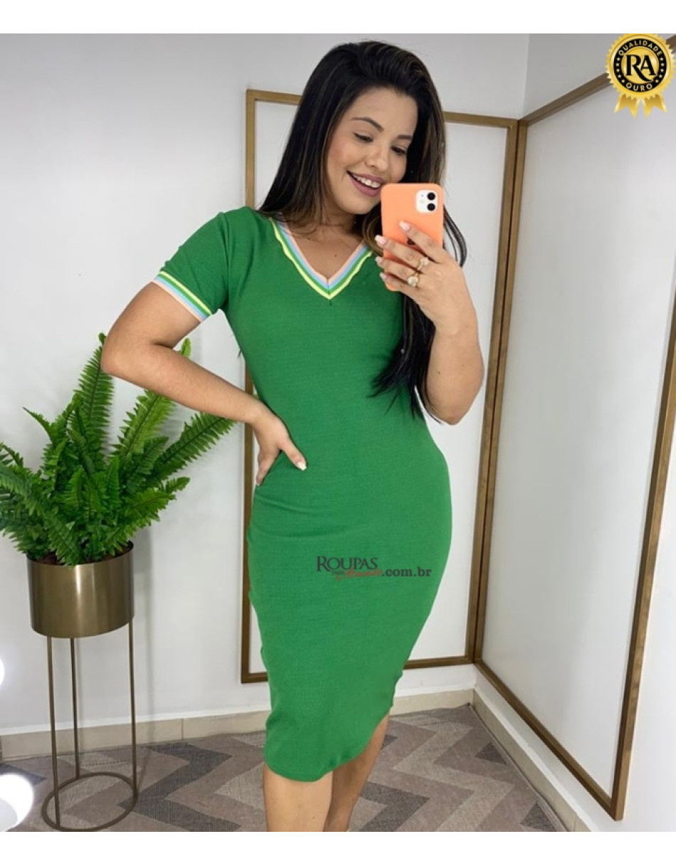 Vestido Midi Tubinho Em Malha Crepe