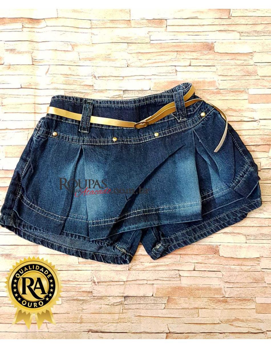 Short Saia Jeans Infantil Feminina