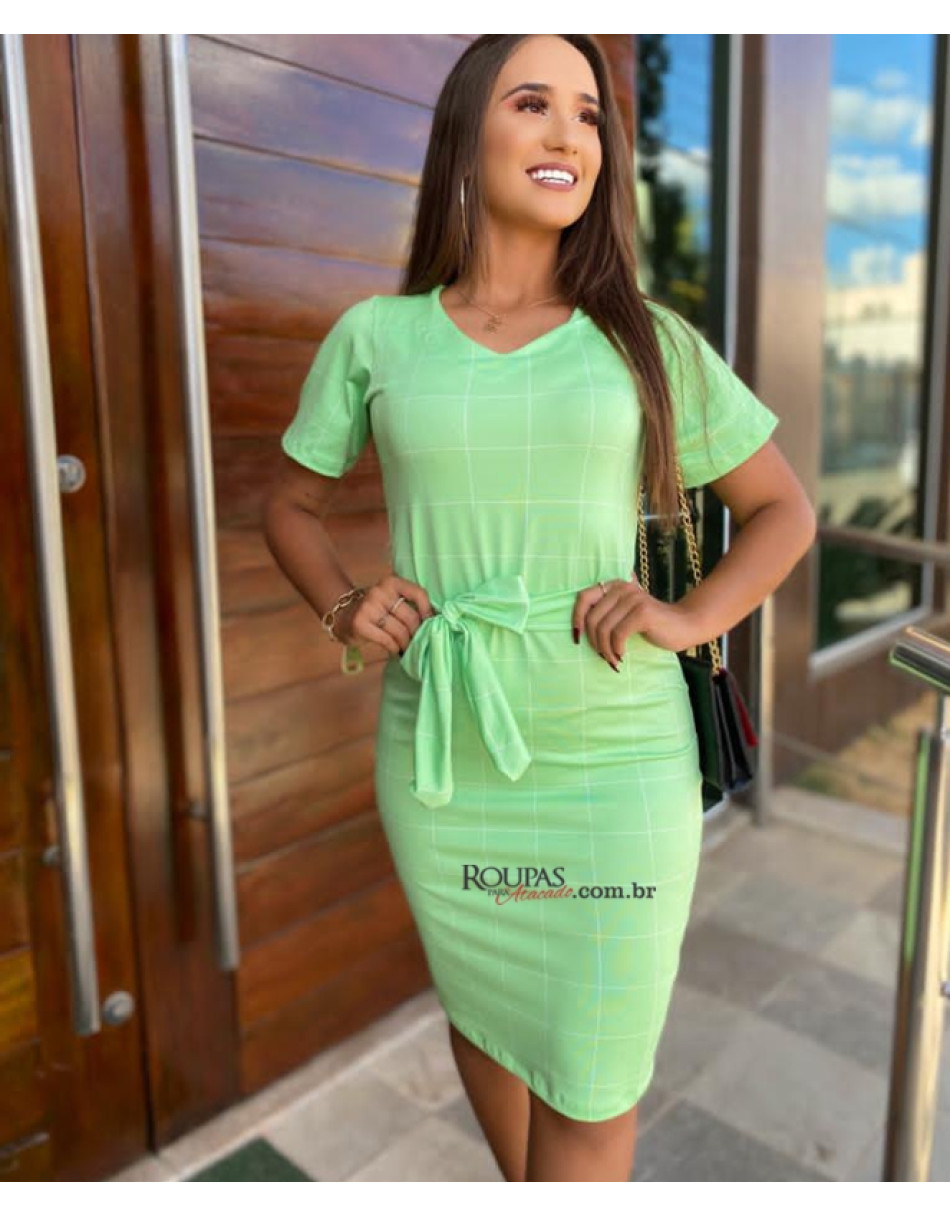 Vestido Midi Tubinho Com Cinto 