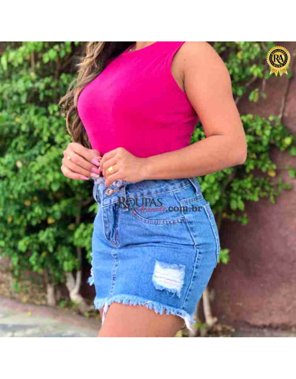Saia Curta Jeans Feminina