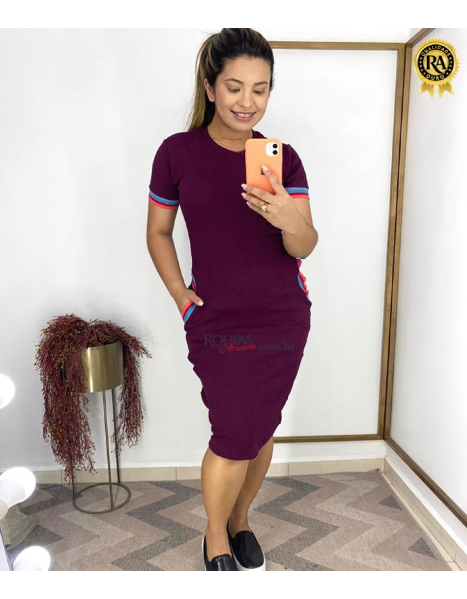 Vestido Midi Tubinho Em Malha Crepe