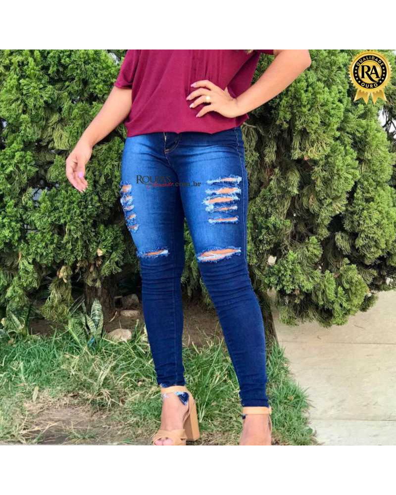 CALÇA JEANS FEMININA CINTURA ALTA