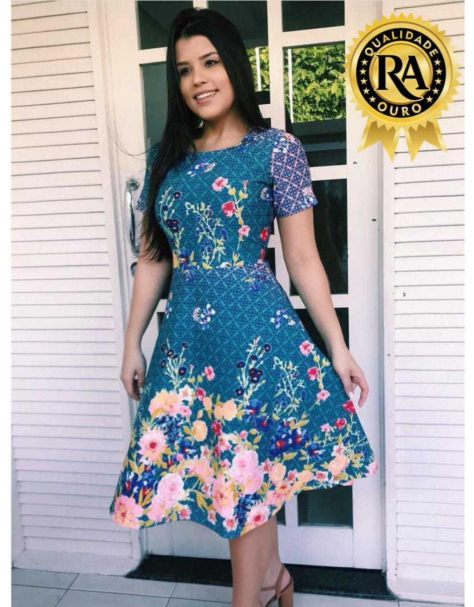 Vestido Midi Gode Estampado Barrado