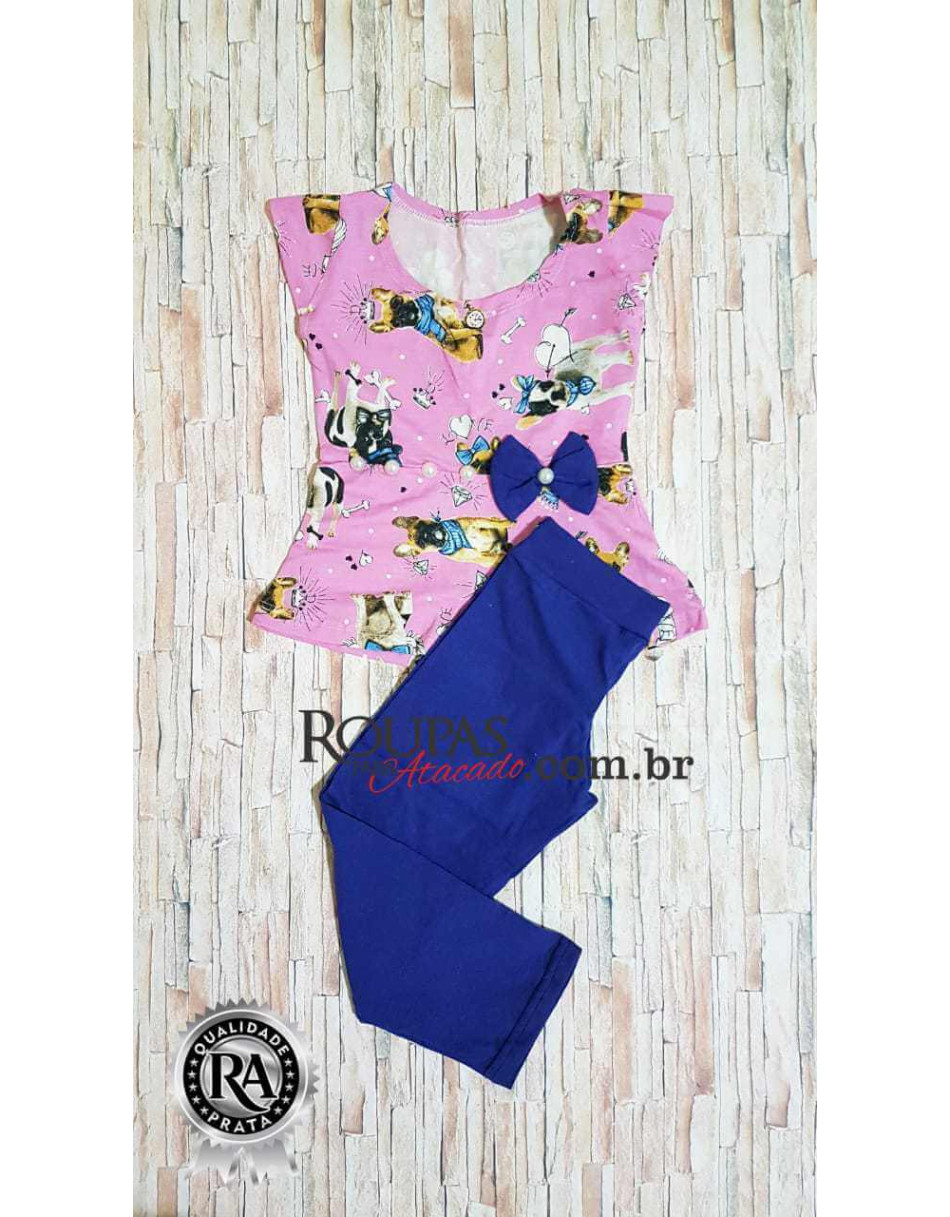 Conjunto Infantil Feminino Blusa Peplum e Legue de 3 a 5 anos