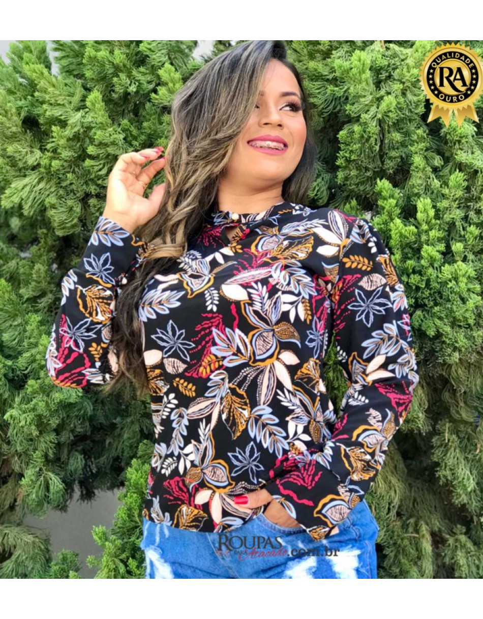 Blusa de Crepe Manga longa