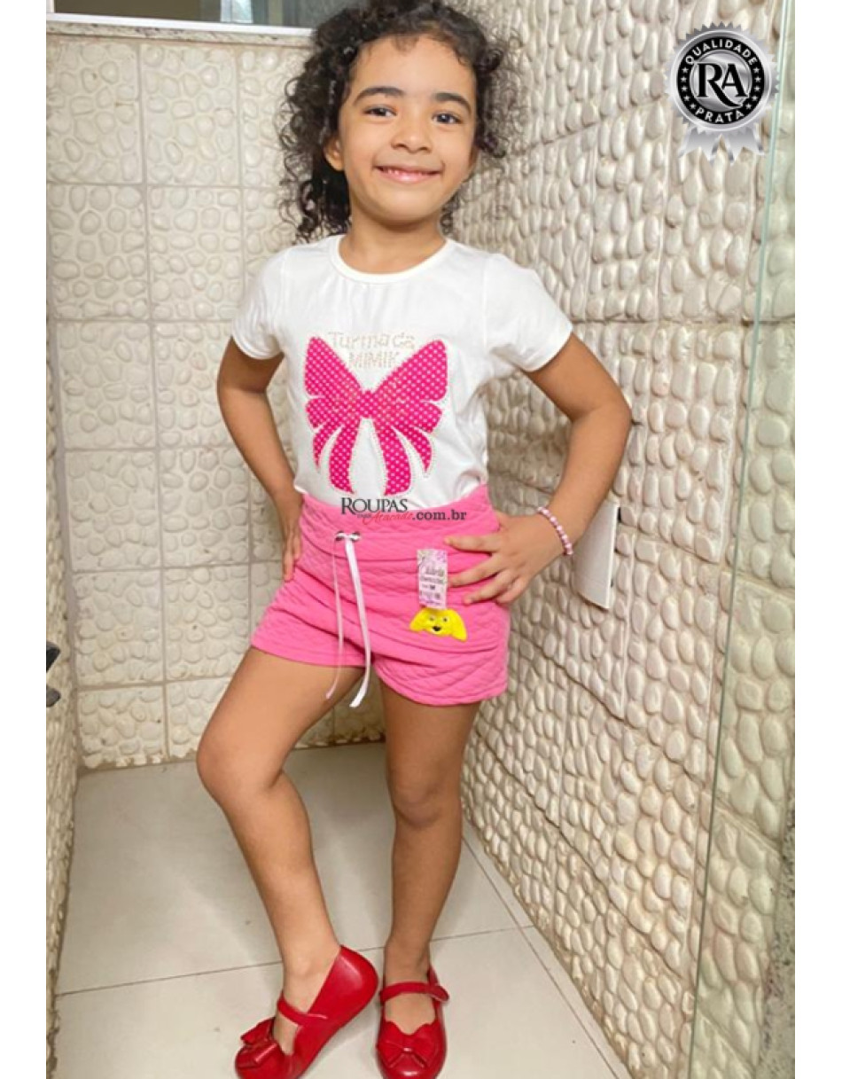  Short Saia Infantil Em Matelassê 