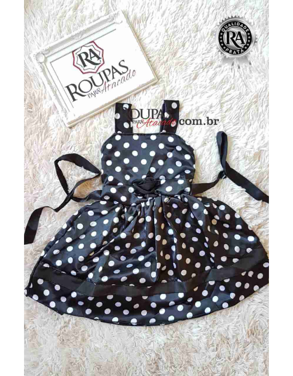 Vestido Infantil Cetim de Bolinha