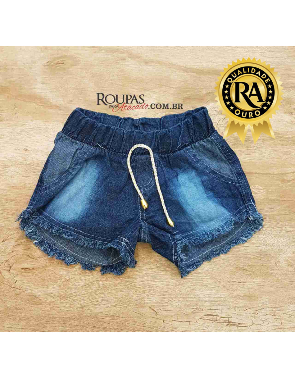 Short Jeans Infantil Cós Elástico 4 a 8 anos