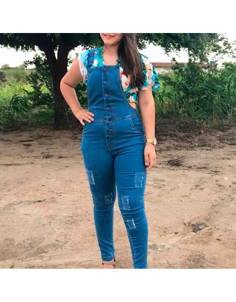 Jardineira Jeans Longa