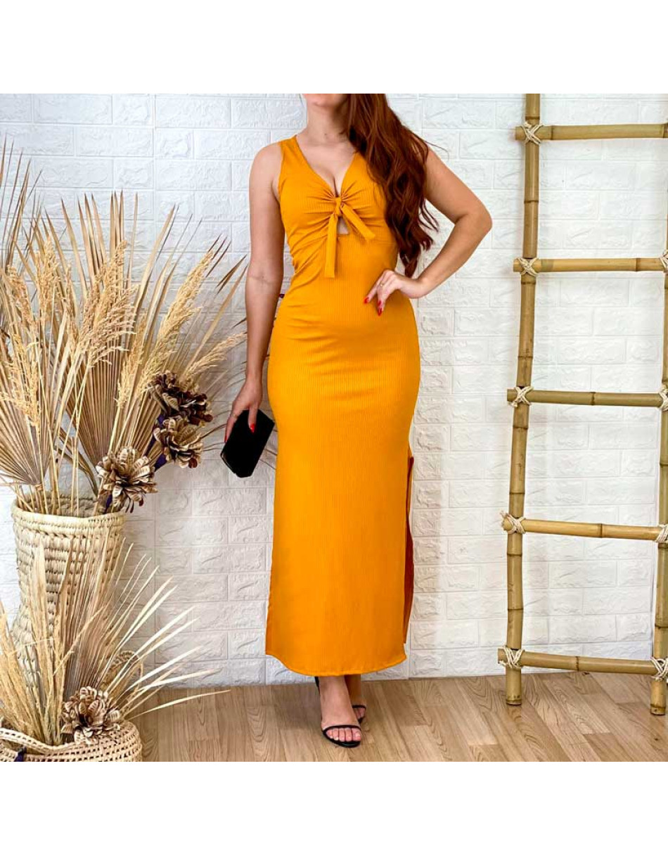 Vestido Longo Regata Com Laço
