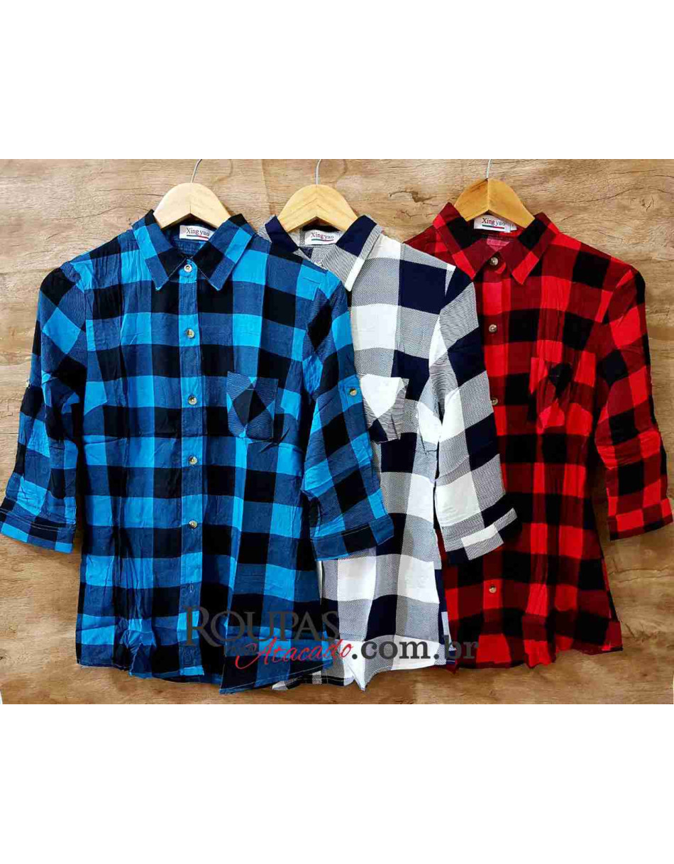 Blusa Xadrez Feminina 3/4