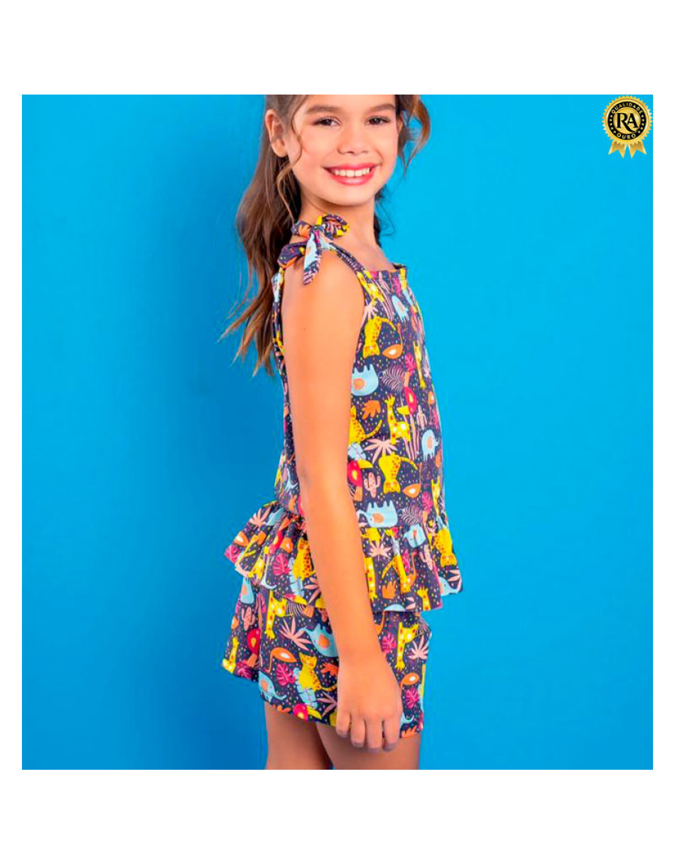 Conjunto Infantil Blusa Peplum E Short Luana 