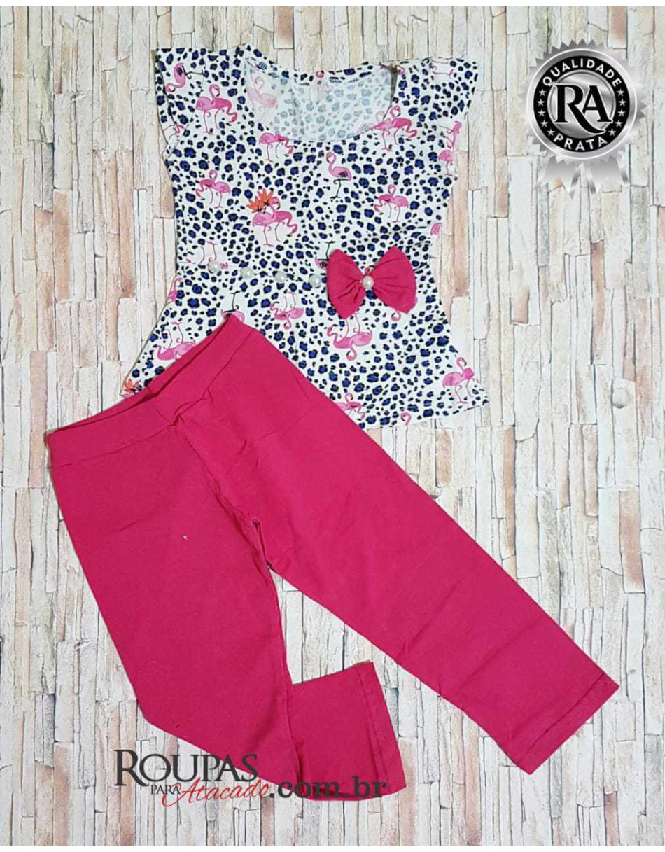 Conjunto Infantil Feminino Blusa Peplum e Legue de 3 a 5 anos
