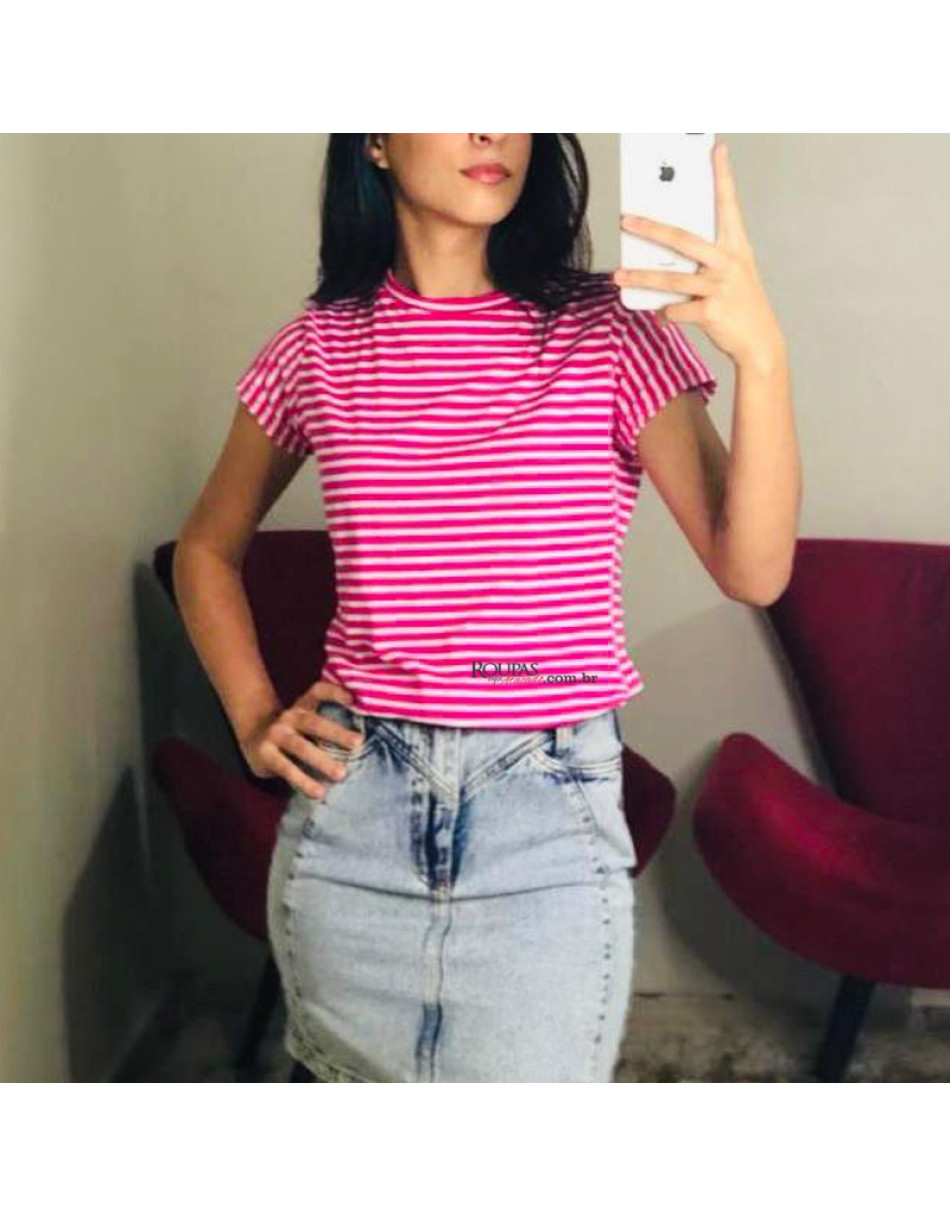 Blusa T-shirt Feminina Listrada