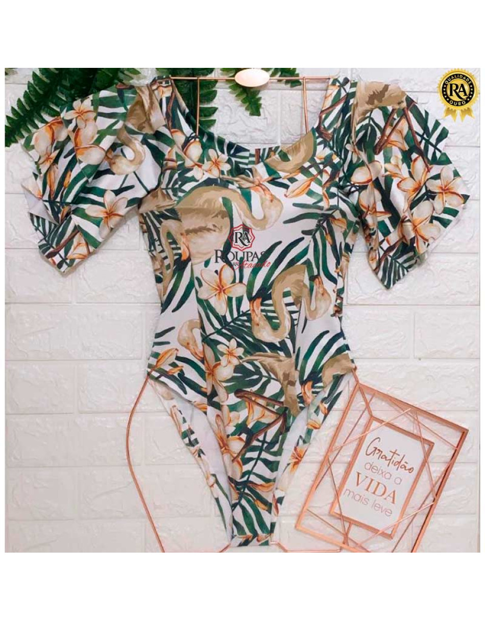 Body Com Babado Na Manga Estampado