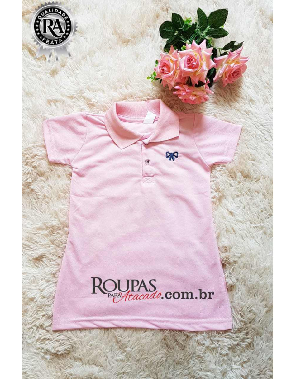 Vestido Gola Polo Infantil Feminino Piquet