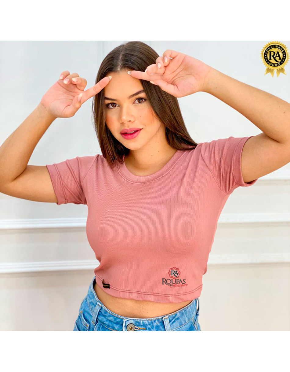 Cropped Caneladinho Liso