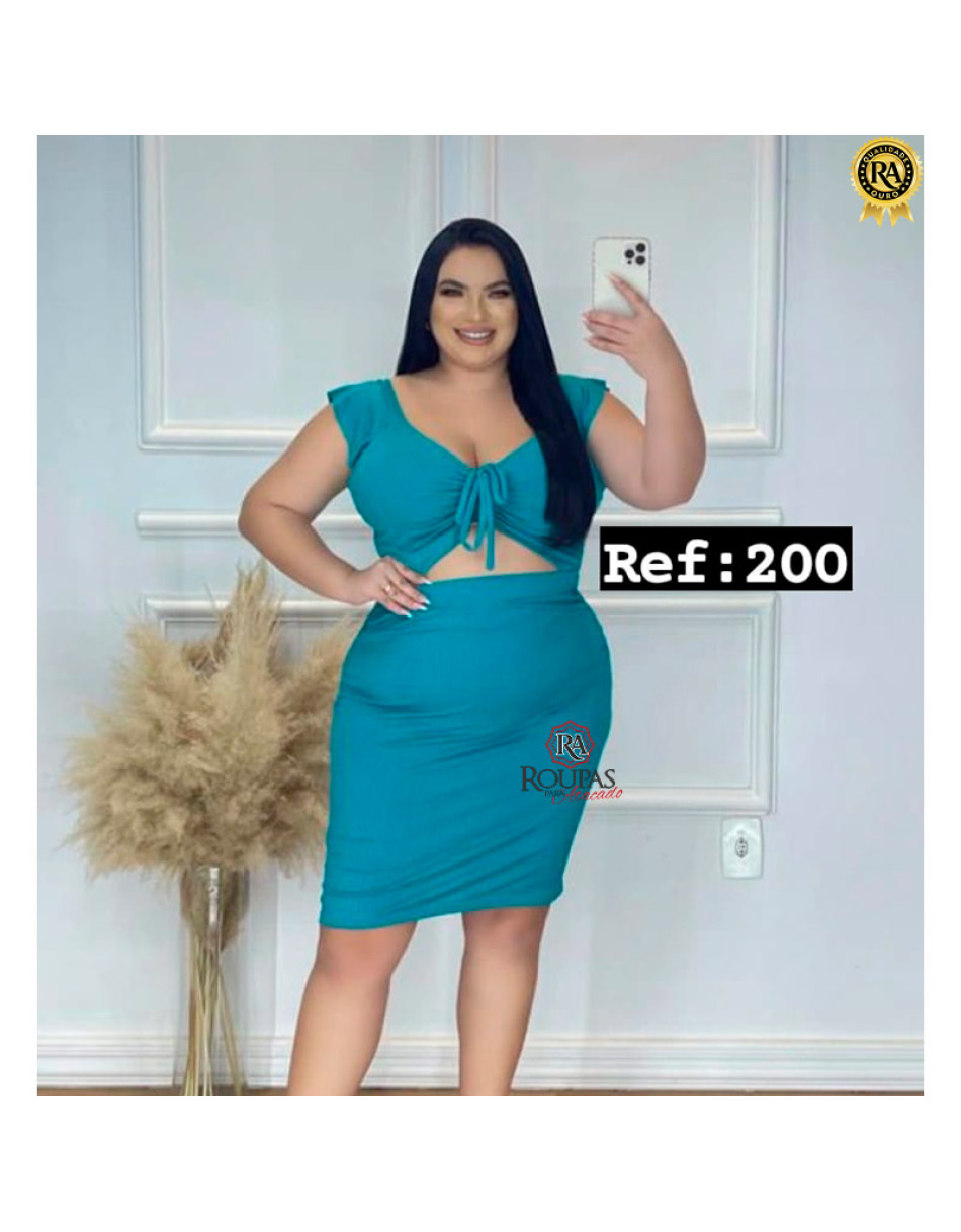 Conjunto Saia E Cropped Canelado Plus Size 