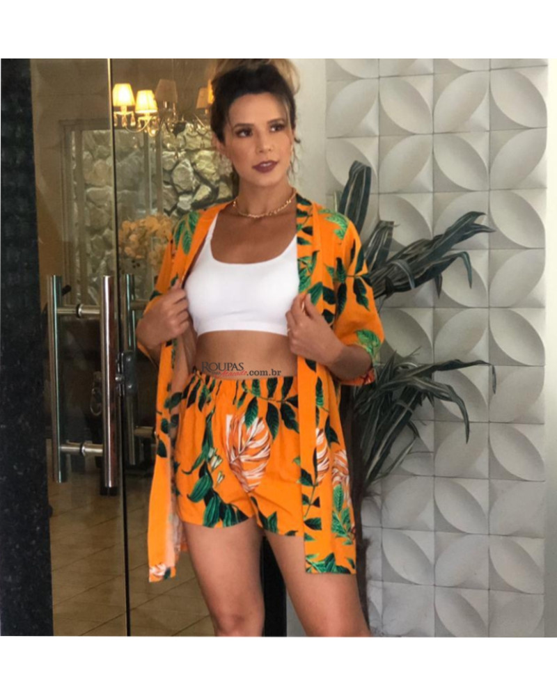 Conjunto Kimono E Short Viscose
