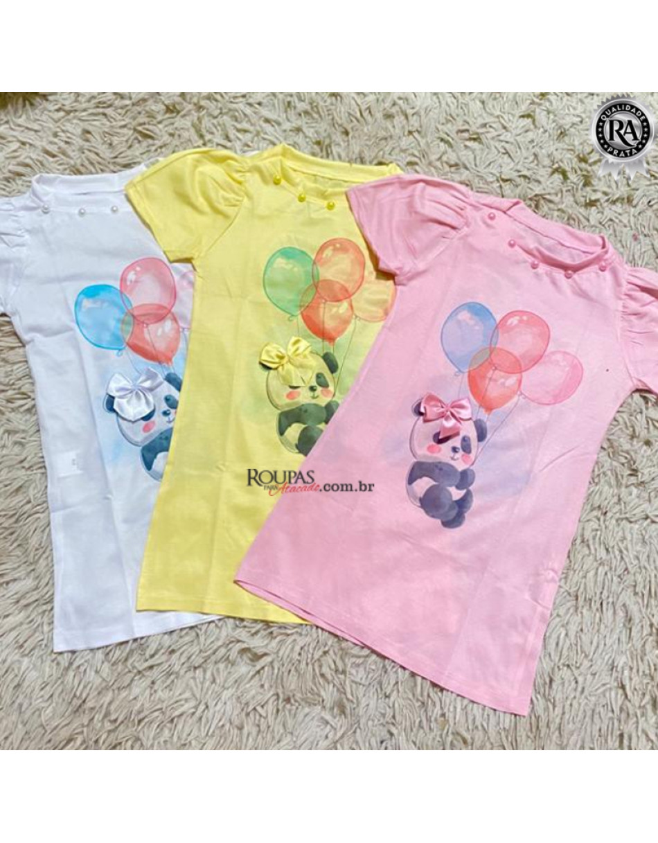 Vestido Infantil Sublimado Com Aplicação 