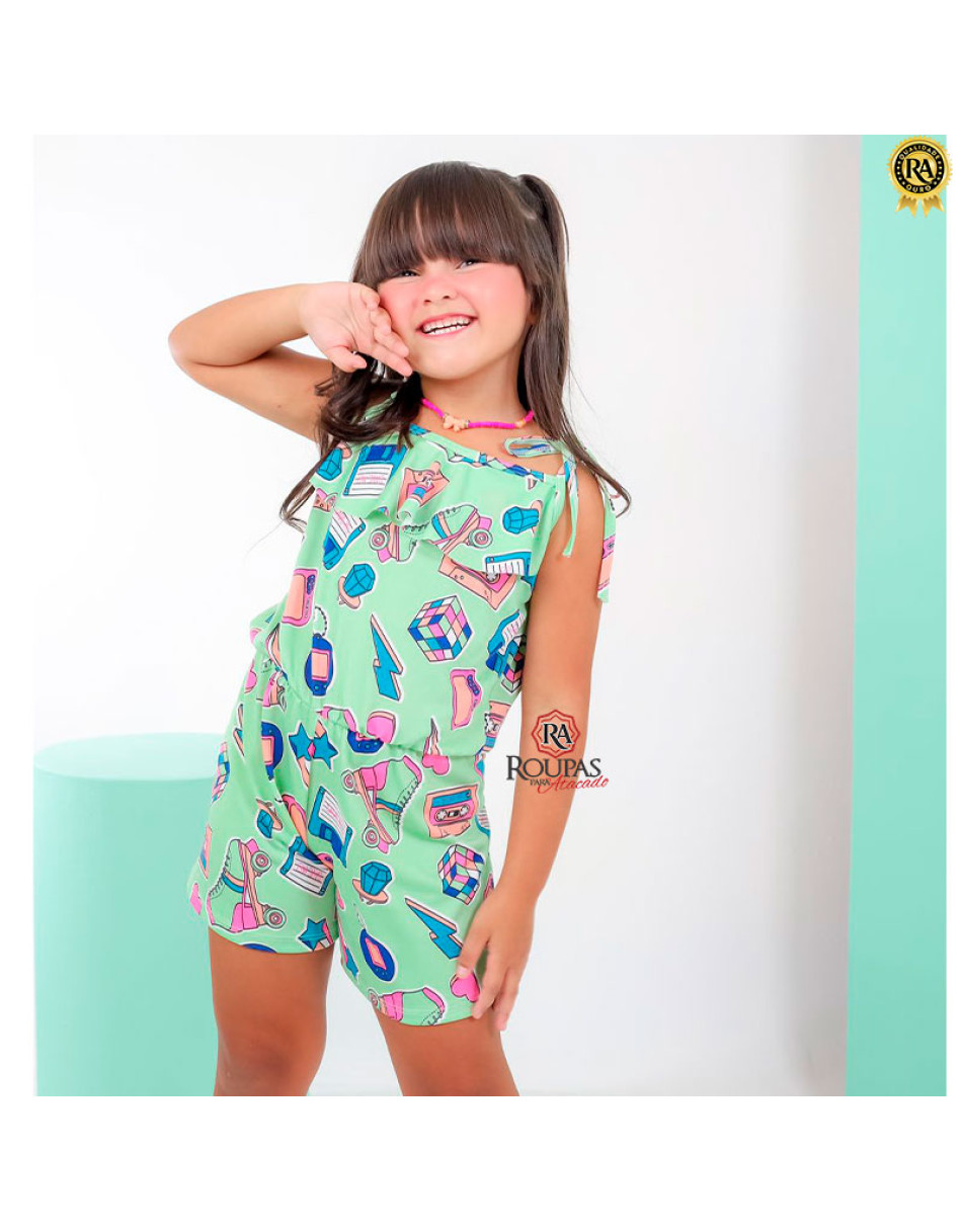 Macaquinho Infantil Estampado Babado